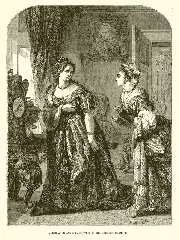 Królowa Anna i Pani Danvers w Komnacie Obecności autorstwa English School