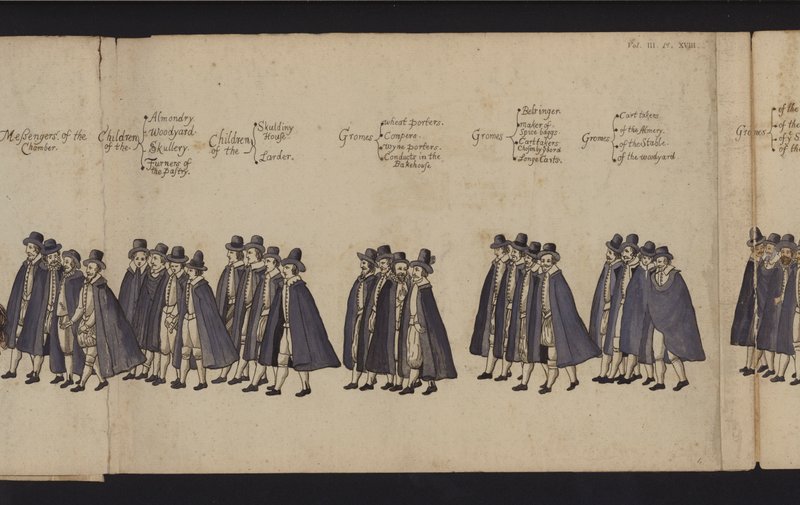 Kondukt żałobny królowej Elżbiety I (kolorowy grawerunek) autorstwa English School