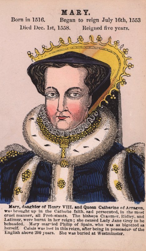 Queen Mary I (kolorowy grawerunek) autorstwa English School