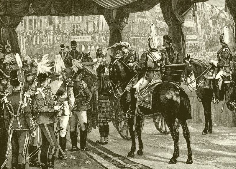 Królowa Wiktoria, Jubileusz, Opactwo Westminsterskie, trener, konie autorstwa English School