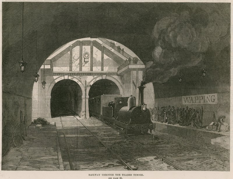 Kolej przez tunel Tamizy autorstwa English School