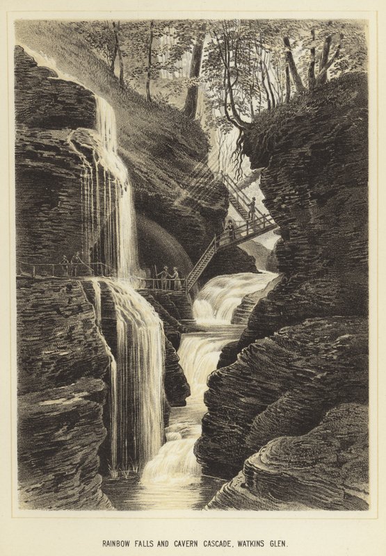 Rainbow Falls i Cavern Cascade, Watkins Glen autorstwa English School