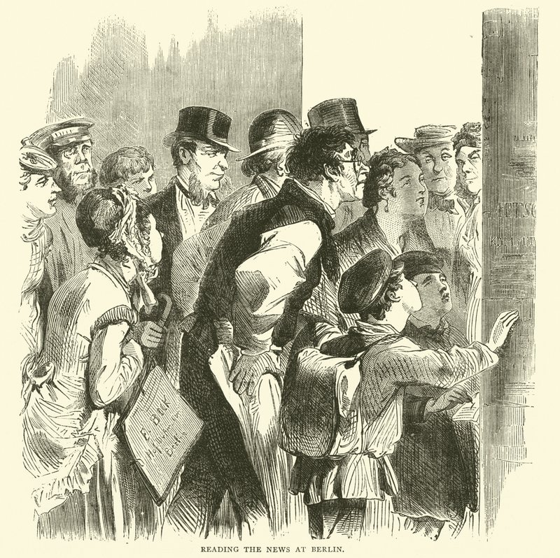 Czytanie wiadomości w Berlinie, listopad 1870 autorstwa English School