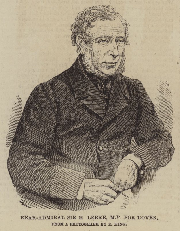 Kontradmirał Sir H Leeke, poseł do Dover (grawerowanie) autorstwa English School