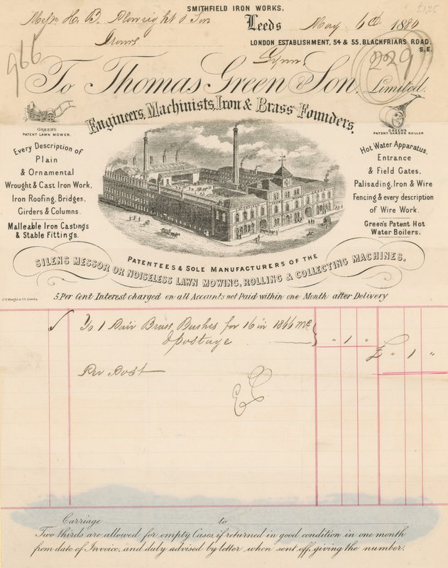 Rachunek za Thomas Green & Son Limited autorstwa English School