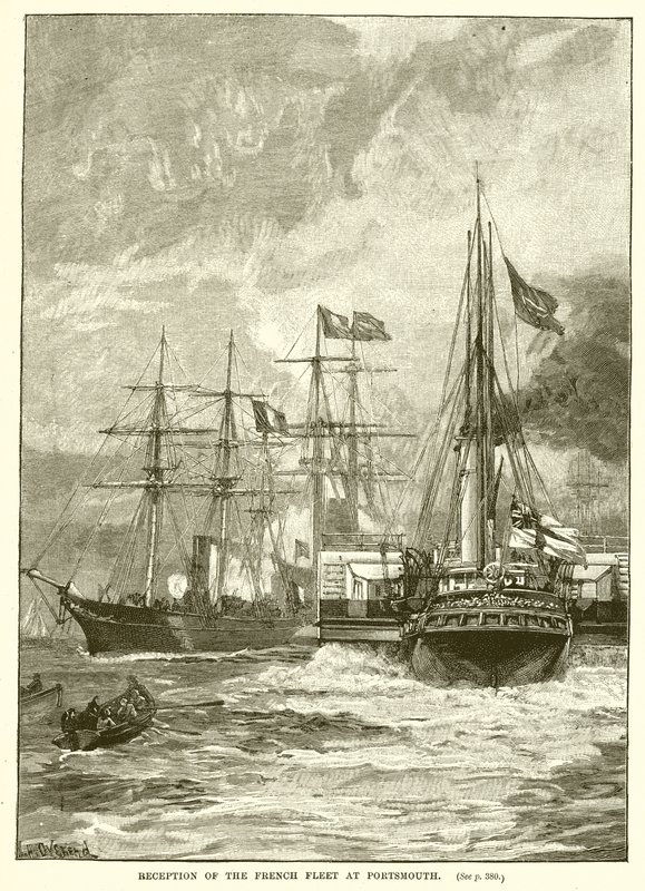 Odbiór francuskiej floty w Portsmouth autorstwa English School