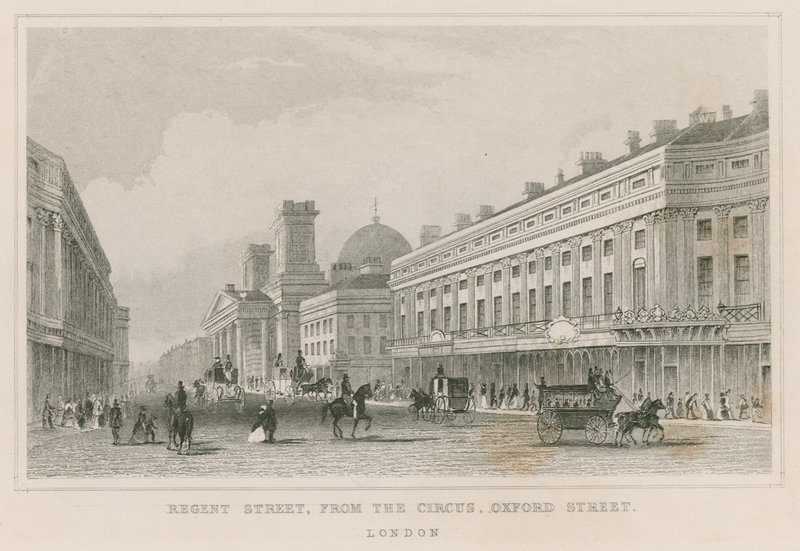 Regent Street, z The Circus, Oxford Street, Londyn autorstwa English School