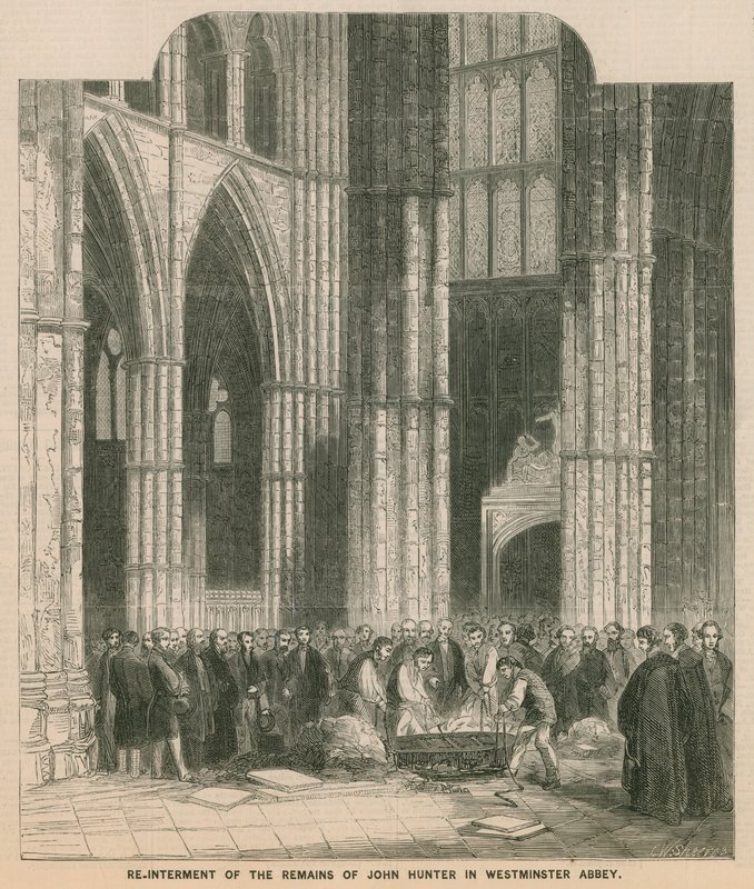 Pochówku John Hunters szczątki w Westminster Abbey autorstwa English School