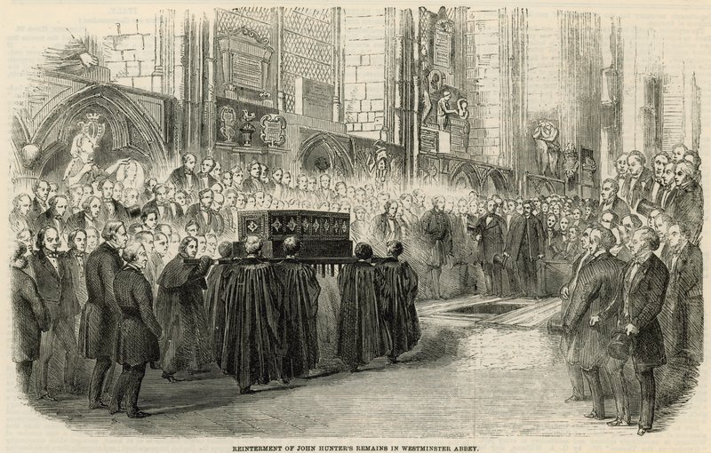 Pochówku John Hunters szczątki w Westminster Abbey autorstwa English School