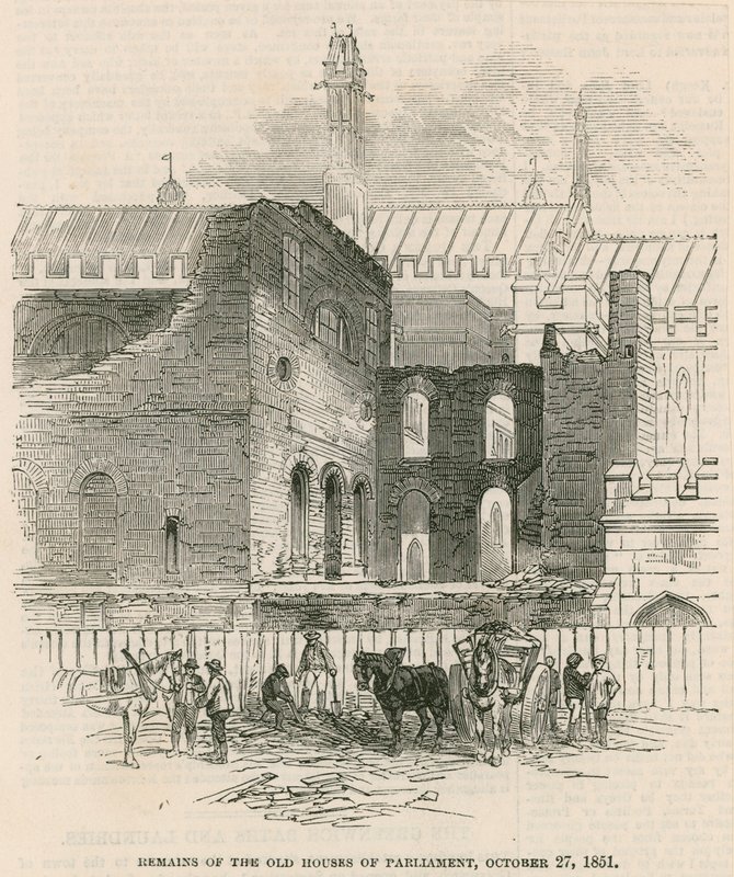 Pozostałości dawnych gmachów parlamentu, 27 października 1851 r. autorstwa English School