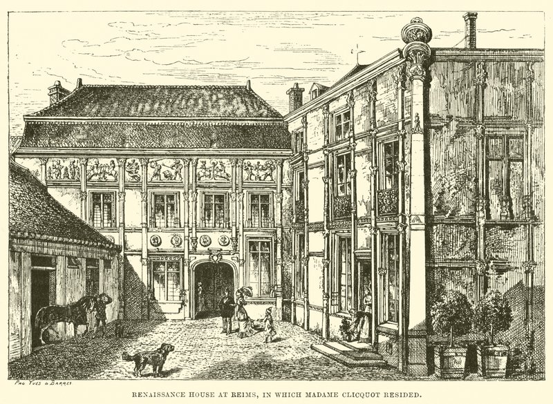 Renesansowy Dom w Reims, w którym mieszkała Madame Clicquot (rycina) autorstwa English School