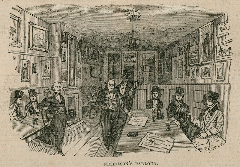 Renton Nicholsons Parlour, Garricks Head Hotel, Bow Street, Londyn autorstwa English School