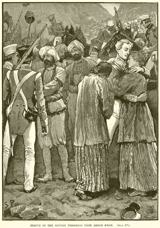 Ratowanie brytyjskich więźniów z Akbar Khan autorstwa English School