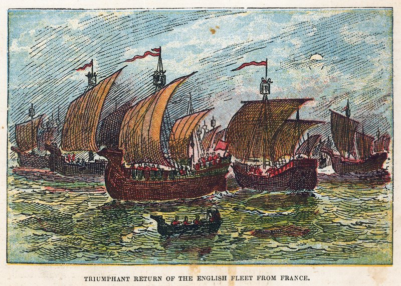 Powrót floty angielskiej po bitwie pod Agincourt autorstwa English School