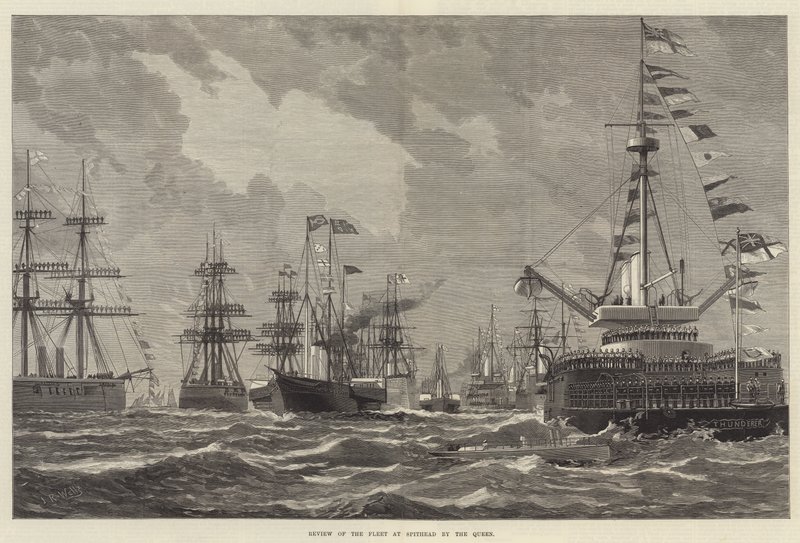 Recenzja Floty w Spithead przez królową (rycina) autorstwa English School