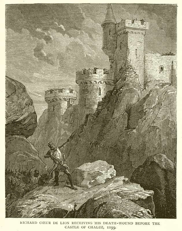 Richard Coeur de Lion otrzymuje ranę śmierci przed zamkiem Chaluz, 1199 autorstwa English School