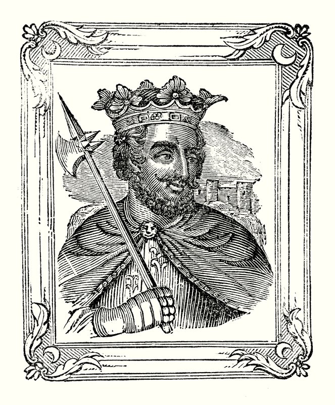 Ryszard I urodził się w 1157, koronowany w 1189, zmarł w 1199 (ryt) autorstwa English School