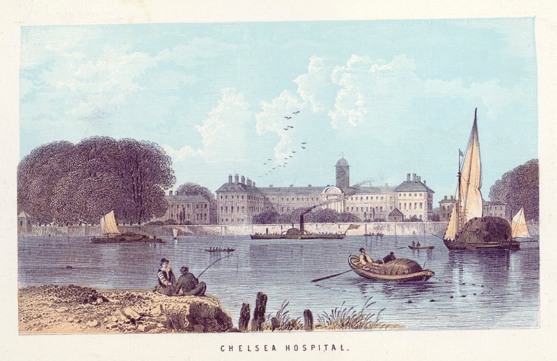 Tamiza: Szpital Chelsea (kolorowy grawerunek) autorstwa English School