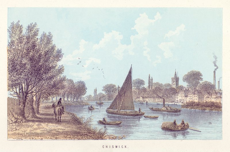 Tamiza: Chiswick (kolorowy grawerunek) autorstwa English School