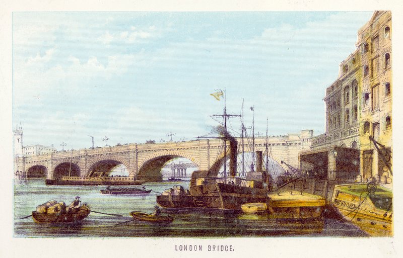 Tamiza: London Bridge (kolorowy grawerunek) autorstwa English School