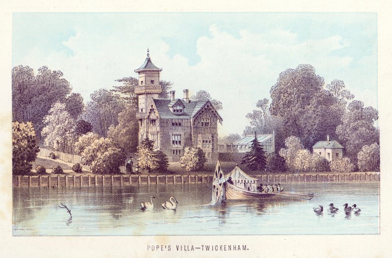 Tamiza: Willa Papieża, Twickenham (kolorowy grawerunek) autorstwa English School