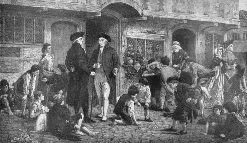 Robert Raikes, założyciel szkółek niedzielnych i dom, w którym odbyła się pierwsza szkółka niedzielna? autorstwa English School
