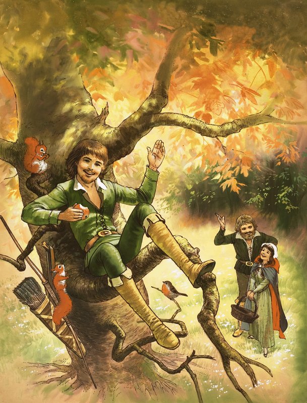 Robin Hood odpoczywający na drzewie autorstwa English School
