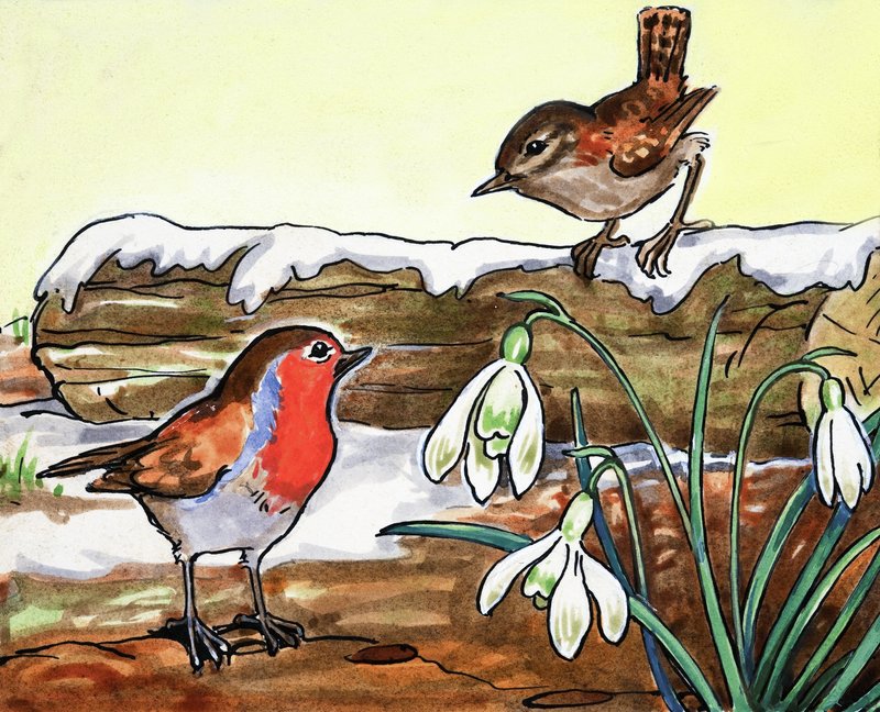 Robin Redbreast i Jenny Wren autorstwa English School