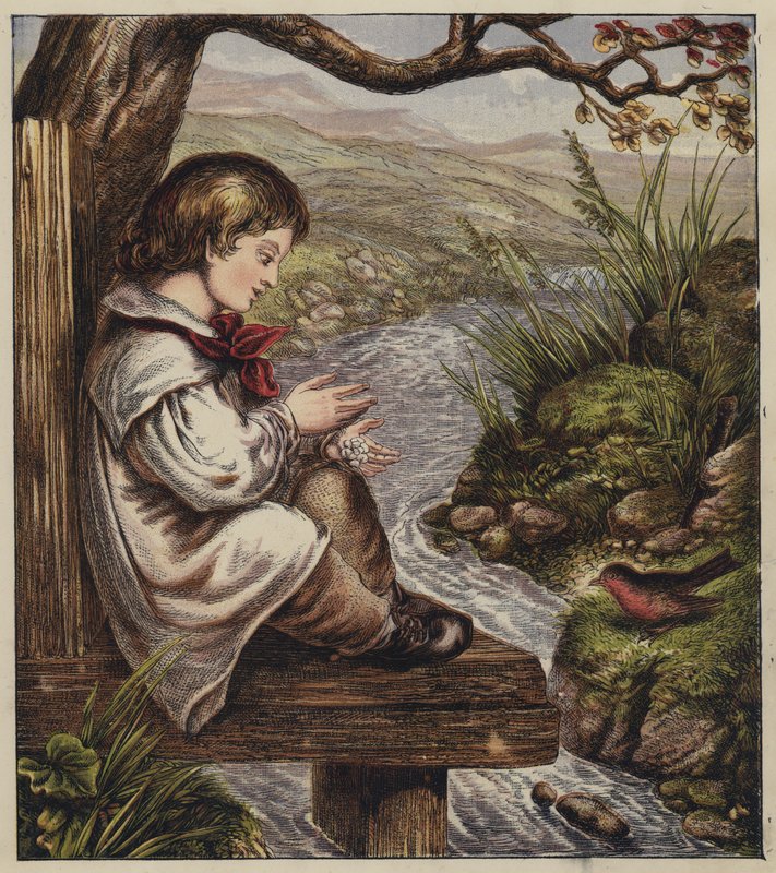 Świąteczna piosenka Robina (kolorowa litografia) autorstwa English School