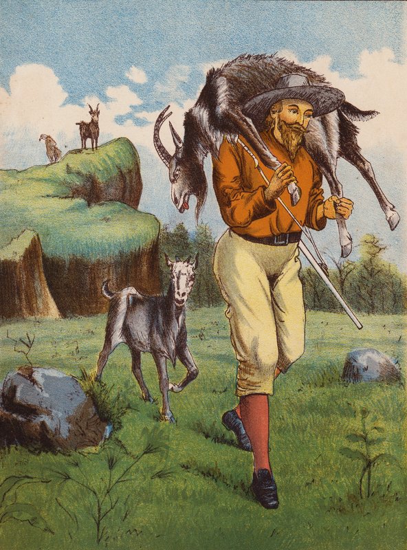 Robinson Crusoe (kolorowa litografia) autorstwa English School