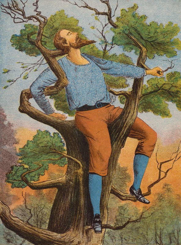 Robinson Crusoe (kolorowa litografia) autorstwa English School