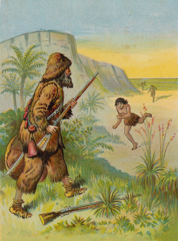 Robinson Crusoe ratujący piątkowe życie autorstwa English School