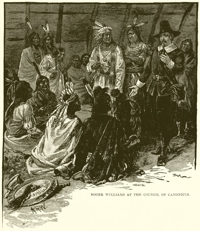 Roger Williams na soborze Canonicus autorstwa English School