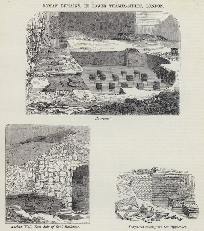 Roman Remains, na Lower Thames-Street, Londyn (rycina) autorstwa English School