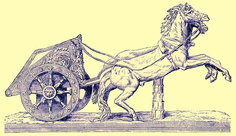 Rzymski rydwan wyścigowy, ilustracja z Cassells Illustrated Universal History autorstwa Edwarda Olliera, opublikowana w 1890 r. (obraz ulepszony cyfrowo) autorstwa English School