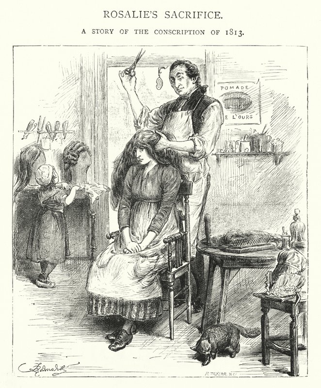 Ukrzyżowanie Rosalie, historia poboru z 1813 r. (rycina) autorstwa English School