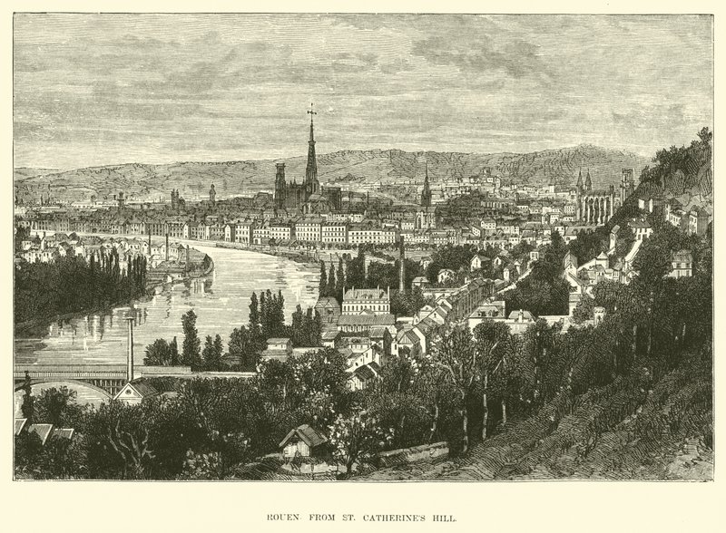 Rouen ze wzgórza św. Katarzyny autorstwa English School