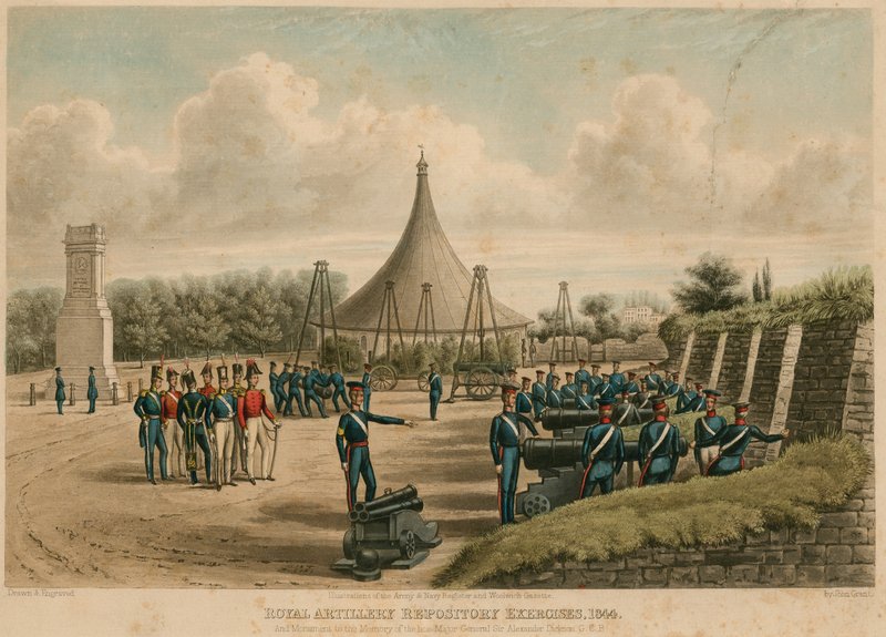 Ćwiczenia w Królewskim Repozytorium Artylerii, 1844 autorstwa English School