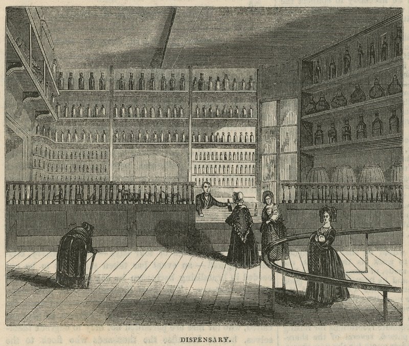 Royal Free Hospital, Londyn: przychodnia autorstwa English School
