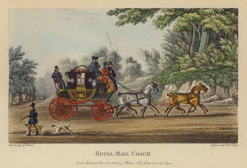 Royal Mail Coach (kolorowy grawerunek) autorstwa English School