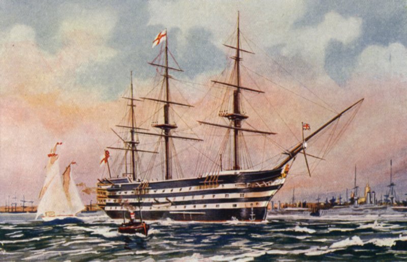 Królewskie koszary marynarki wojennej, Chatham: HMS Victory, okręt flagowy Nelsona na Trafalgar autorstwa English School