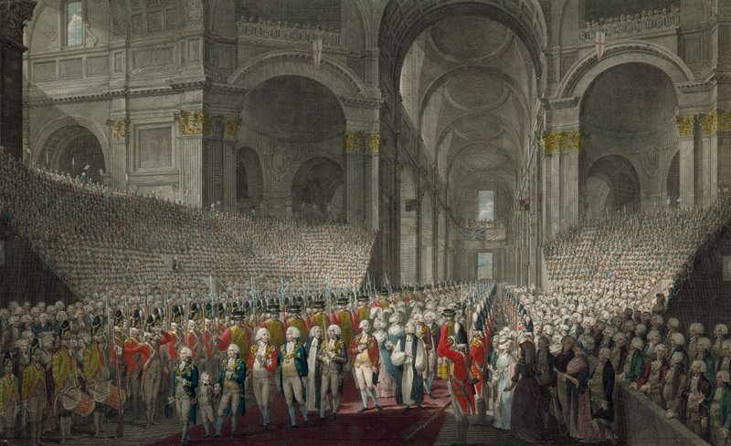 Procesja królewska w katedrze św. Pawła w dzień św. Jerzego, 1789 r. autorstwa English School