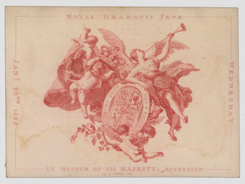 Królewski festyn dramatyczny na cześć rocznicy wstąpienia na tron króla Jerzego IV, 26 stycznia 1825 (kolorowy grawerunek) autorstwa English School