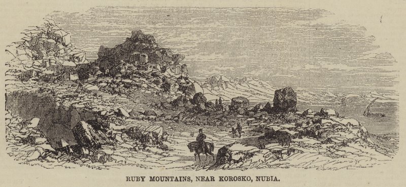 Góry Rubinowe, okolice Koroska, Nubia (rycina) autorstwa English School