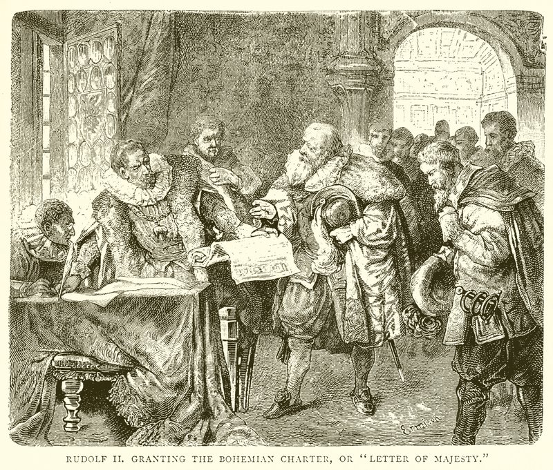 Rudolf II nadający Czeski Karty, czyli List Królewskiej Mości autorstwa English School