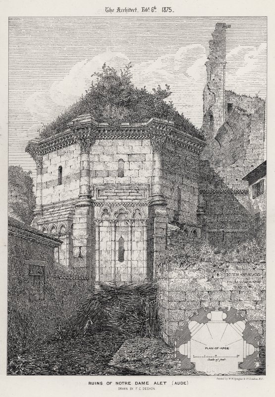 Ruiny Notre Dame Alet, Aude (rycina) autorstwa English School