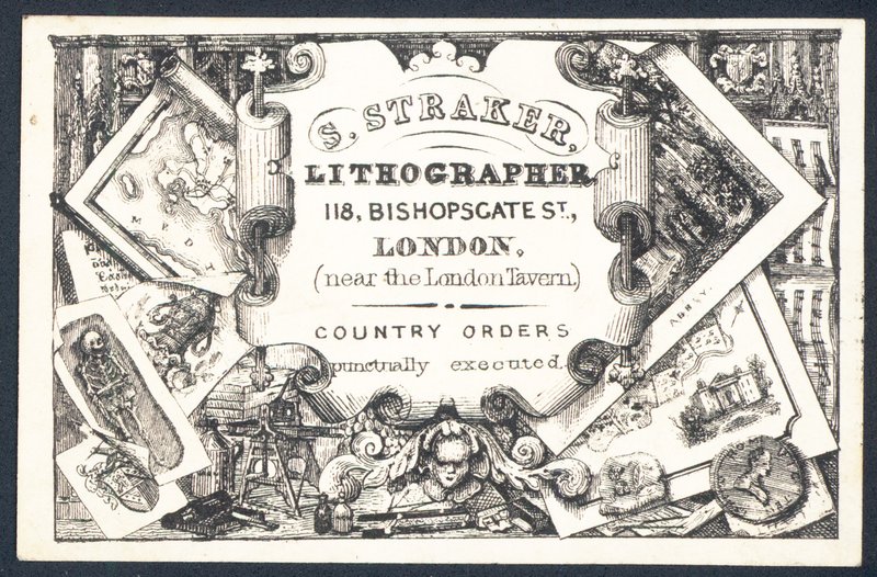 S Straker, litograf, karta handlowa autorstwa English School