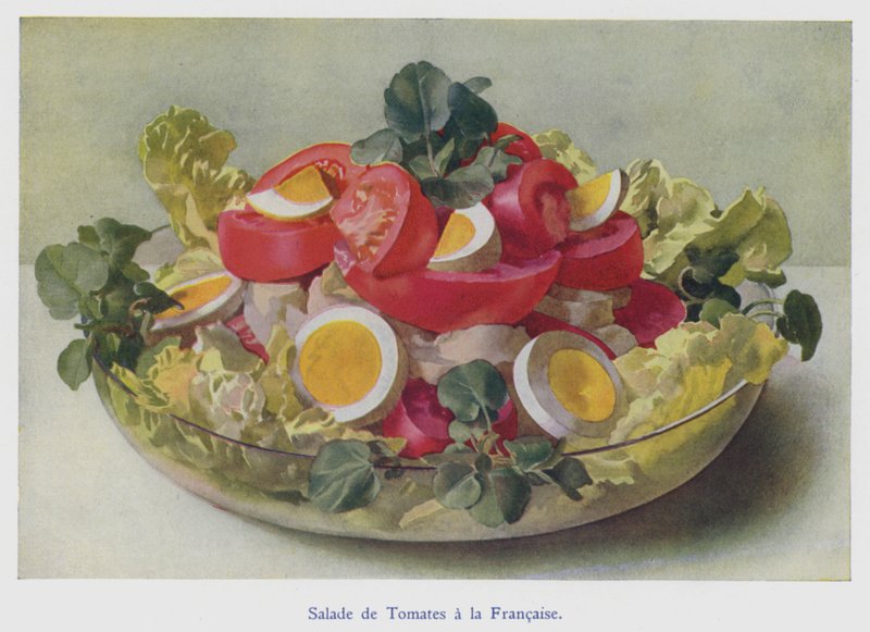 Francuska sałatka pomidorowa (kolorowa litografia) autorstwa English School