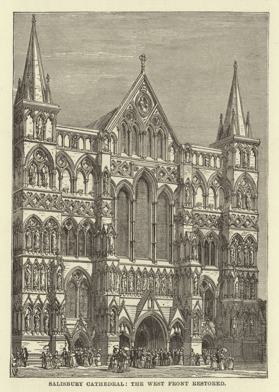 Katedra w Salisbury, odrestaurowany front zachodni autorstwa English School