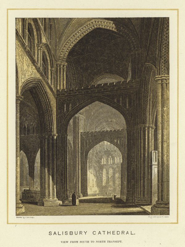 Katedra w Salisbury, widok z południa na północny transept autorstwa English School
